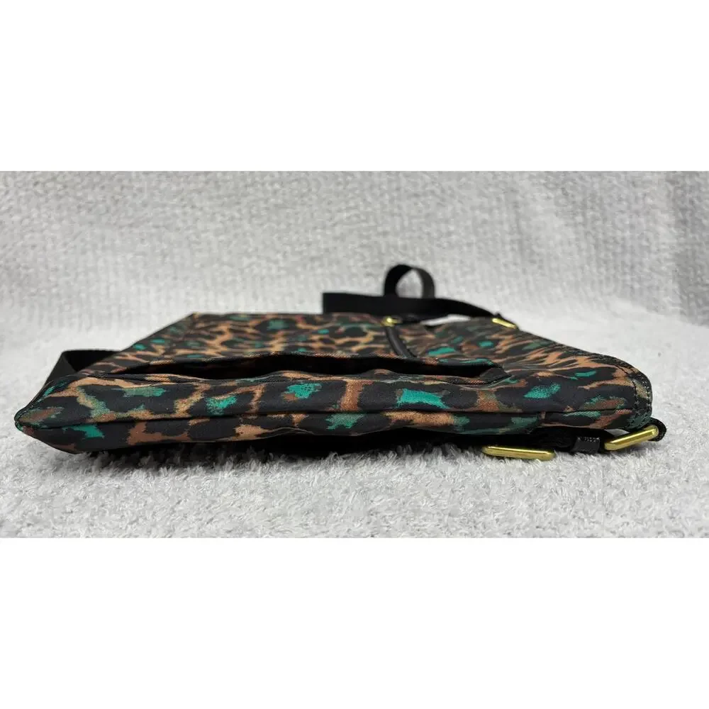 Coach Nylon Black Teal Big Cat Print Crossbody Purse F77479 #76920